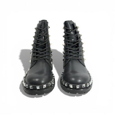 Balenciaga Studded Combat Boots – Black Leather Statement Design