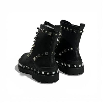 Balenciaga Studded Combat Boots – Black Leather Statement Design