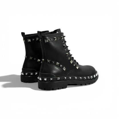 Balenciaga Studded Combat Boots – Black Leather Statement Design