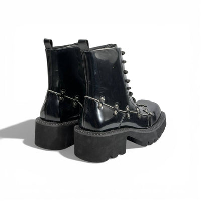 Balenciaga Studded Leather Combat Boots – Black Chunky Sole