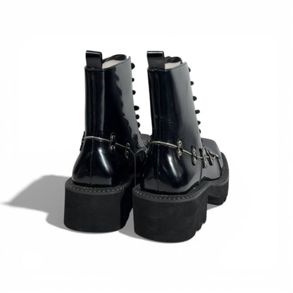 Balenciaga Studded Leather Combat Boots – Black Chunky Sole