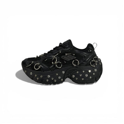 🖤🔥 Balenciaga Studded Hardware Sneakers – Black Chunky Sole