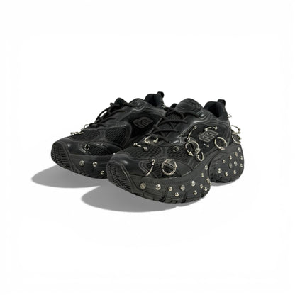 🖤🔥 Balenciaga Studded Hardware Sneakers – Black Chunky Sole