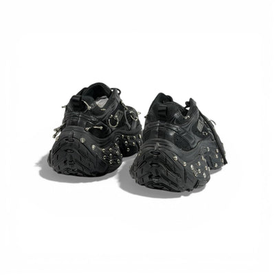 🖤🔥 Balenciaga Studded Hardware Sneakers – Black Chunky Sole