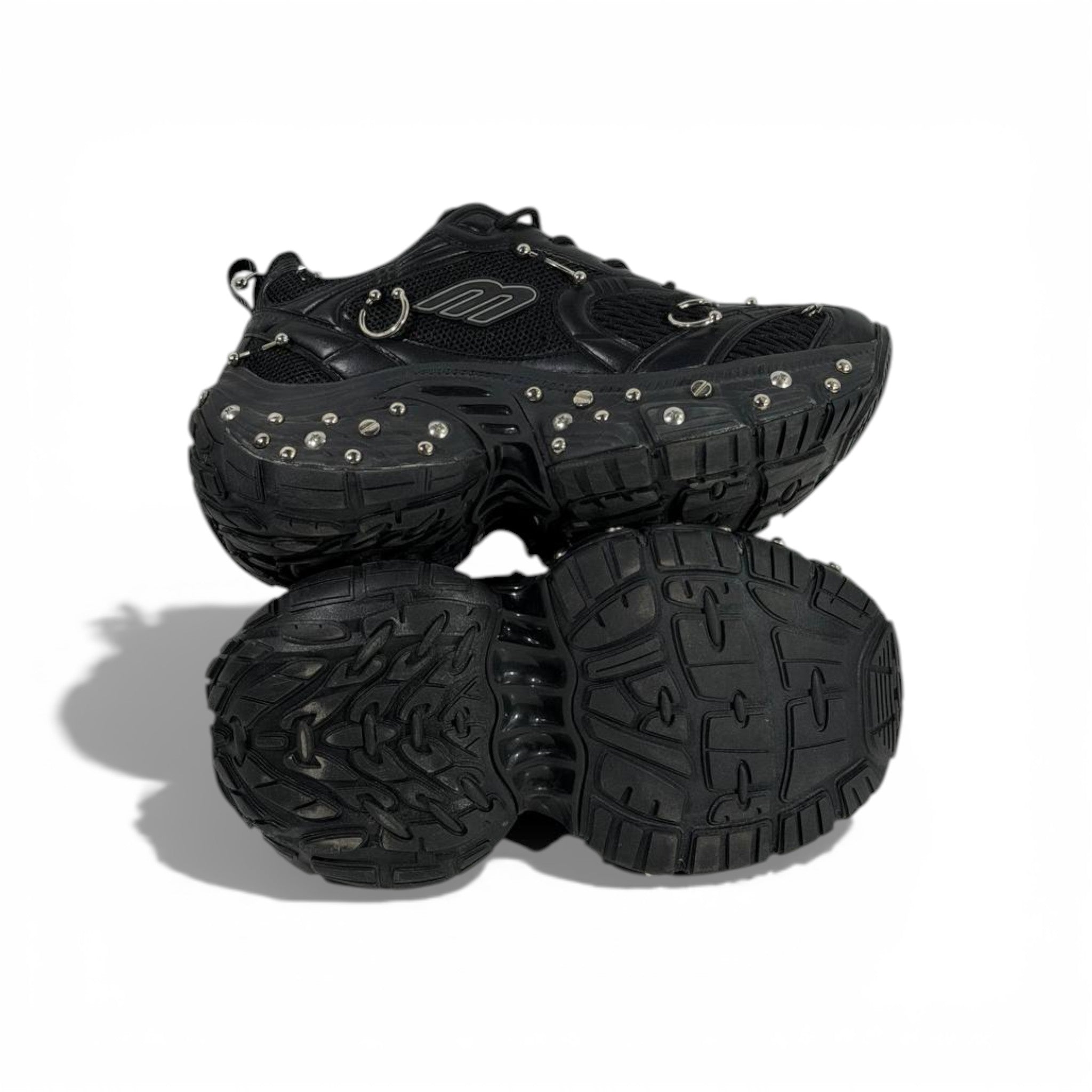 🖤🔥 Balenciaga Studded Hardware Sneakers – Black Chunky Sole