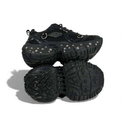 🖤🔥 Balenciaga Studded Hardware Sneakers – Black Chunky Sole