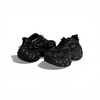 🖤🔥 Balenciaga Studded Hardware Sneakers – Black Chunky Sole