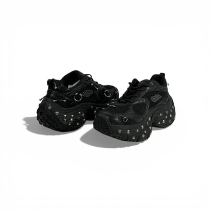 🖤🔥 Balenciaga Studded Hardware Sneakers – Black Chunky Sole