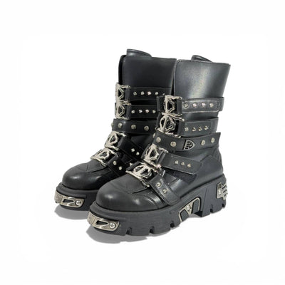 🖤🔥 NEW ROCK Studded Platform Combat Boots