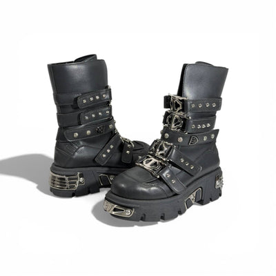 🖤🔥 NEW ROCK Studded Platform Combat Boots