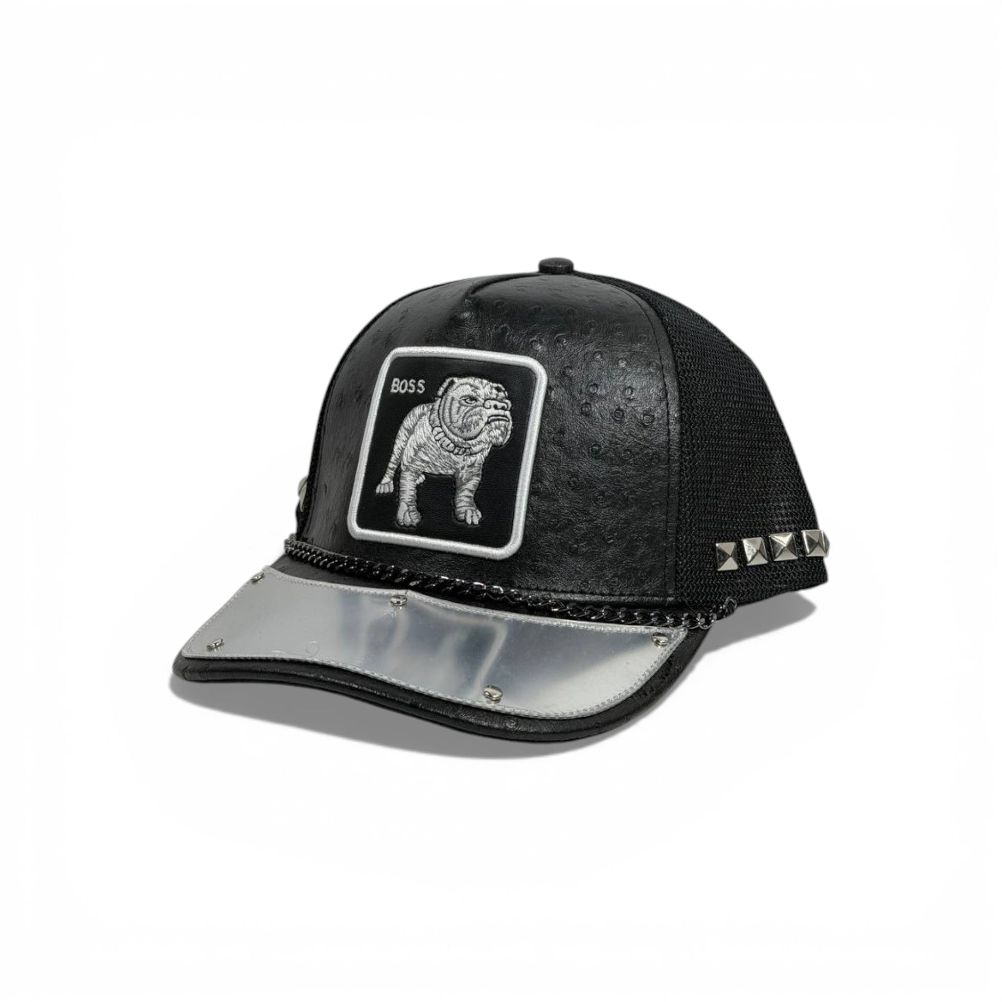 🐶🔥 Boss Bulldog Black Studded Baseball Cap