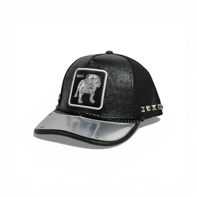 🐶🔥 Boss Bulldog Black Studded Baseball Cap