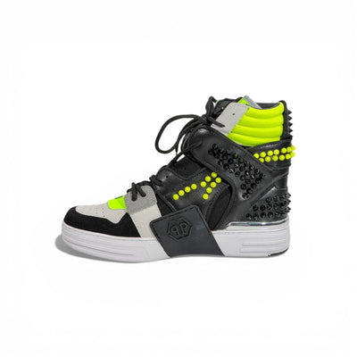 👟 Philipp Plein Neon High-Top Sneakers – Bold Luxury Energy 💚⚡