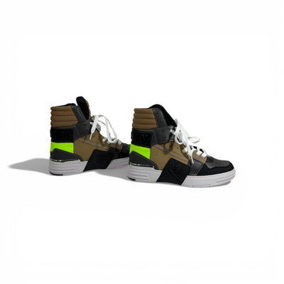👟 Philipp Plein Khaki Neon High-Top Sneakers – Urban Luxury Edge ⚡💚