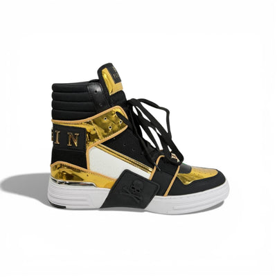 👟 Philipp Plein Black & Gold High-Top Sneakers 👑🔥