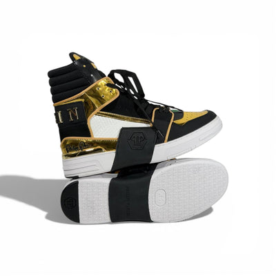 👟 Philipp Plein Black & Gold High-Top Sneakers 👑🔥