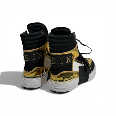 👟 Philipp Plein Black & Gold High-Top Sneakers 👑🔥