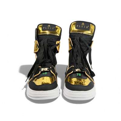 👟 Philipp Plein Black & Gold High-Top Sneakers 👑🔥