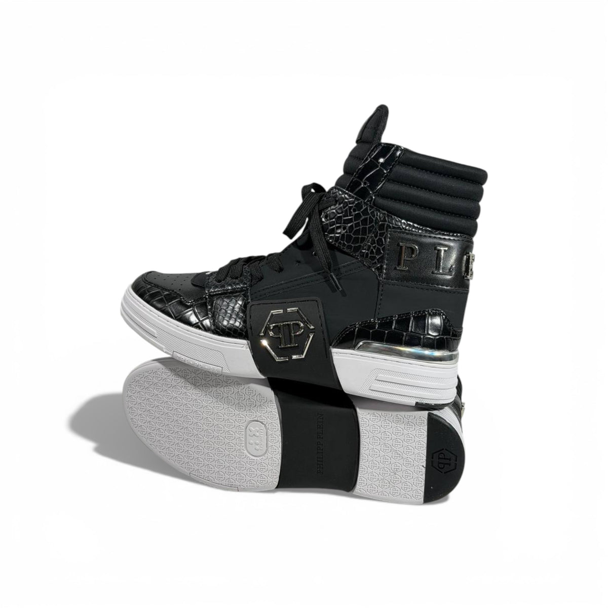 👟 Philipp Plein All-Black High-Top Sneakers – Iconic Luxury 🖤🔥