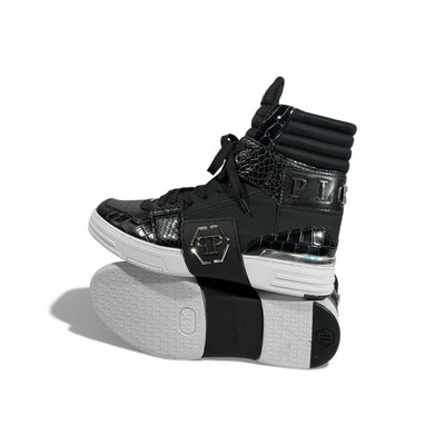 👟 Philipp Plein All-Black High-Top Sneakers – Iconic Luxury 🖤🔥