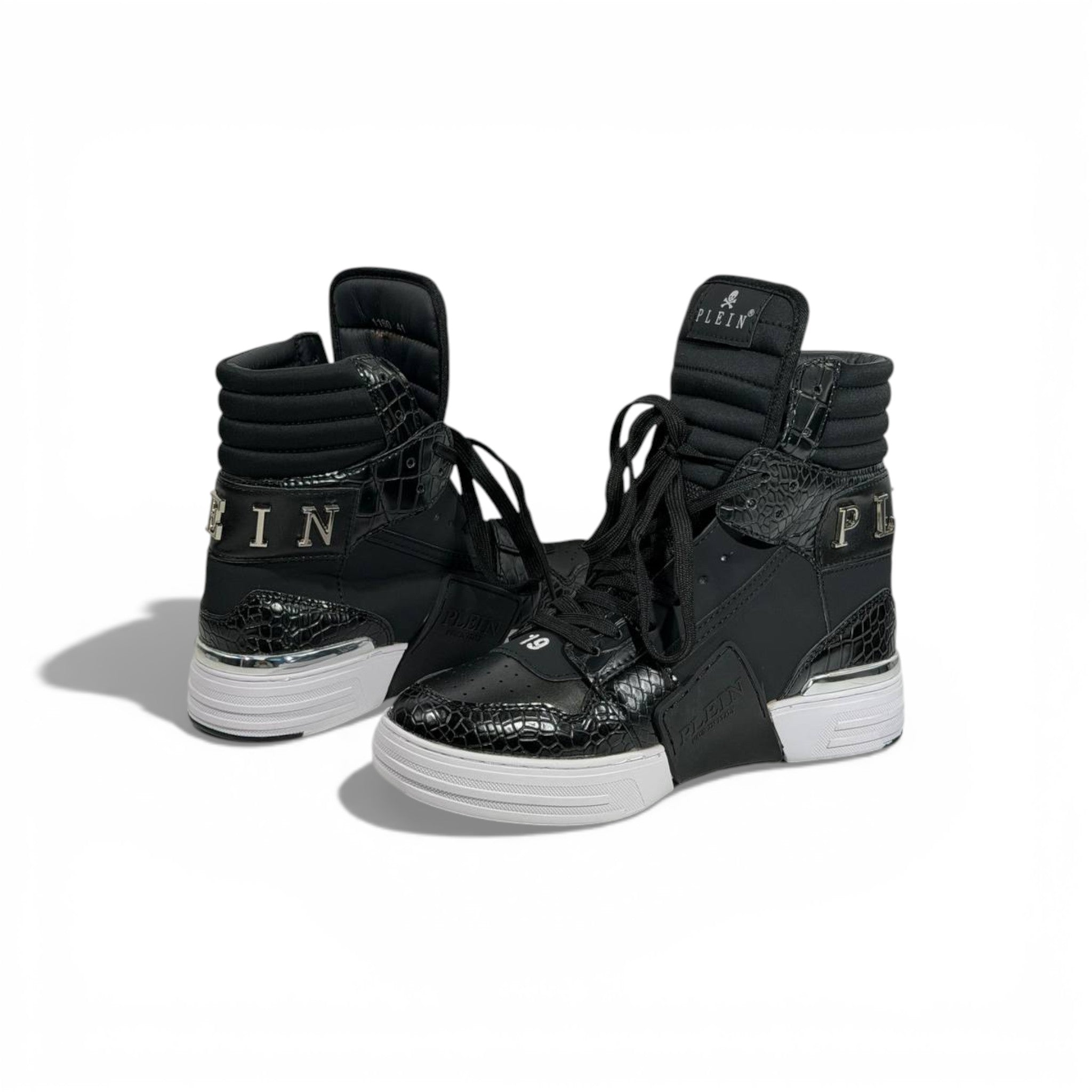 👟 Philipp Plein All-Black High-Top Sneakers – Iconic Luxury 🖤🔥