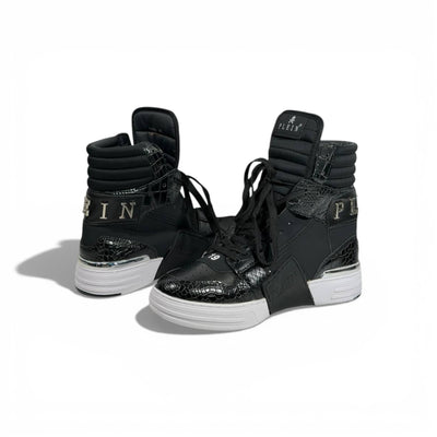 👟 Philipp Plein All-Black High-Top Sneakers – Iconic Luxury 🖤🔥