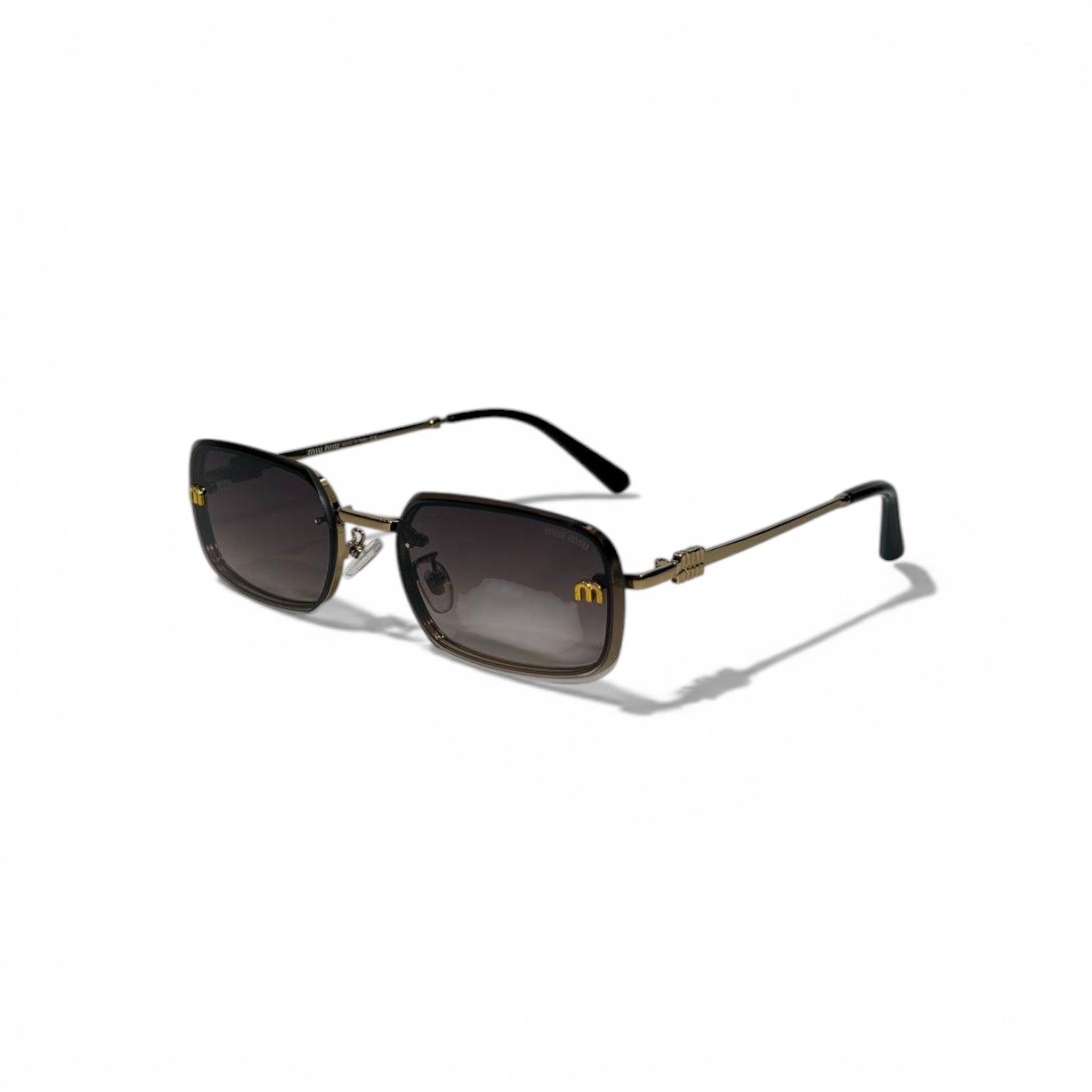 🕶️ Miu Miu Rectangular Sunglasses – Gold & Brown Luxury ✨🤎