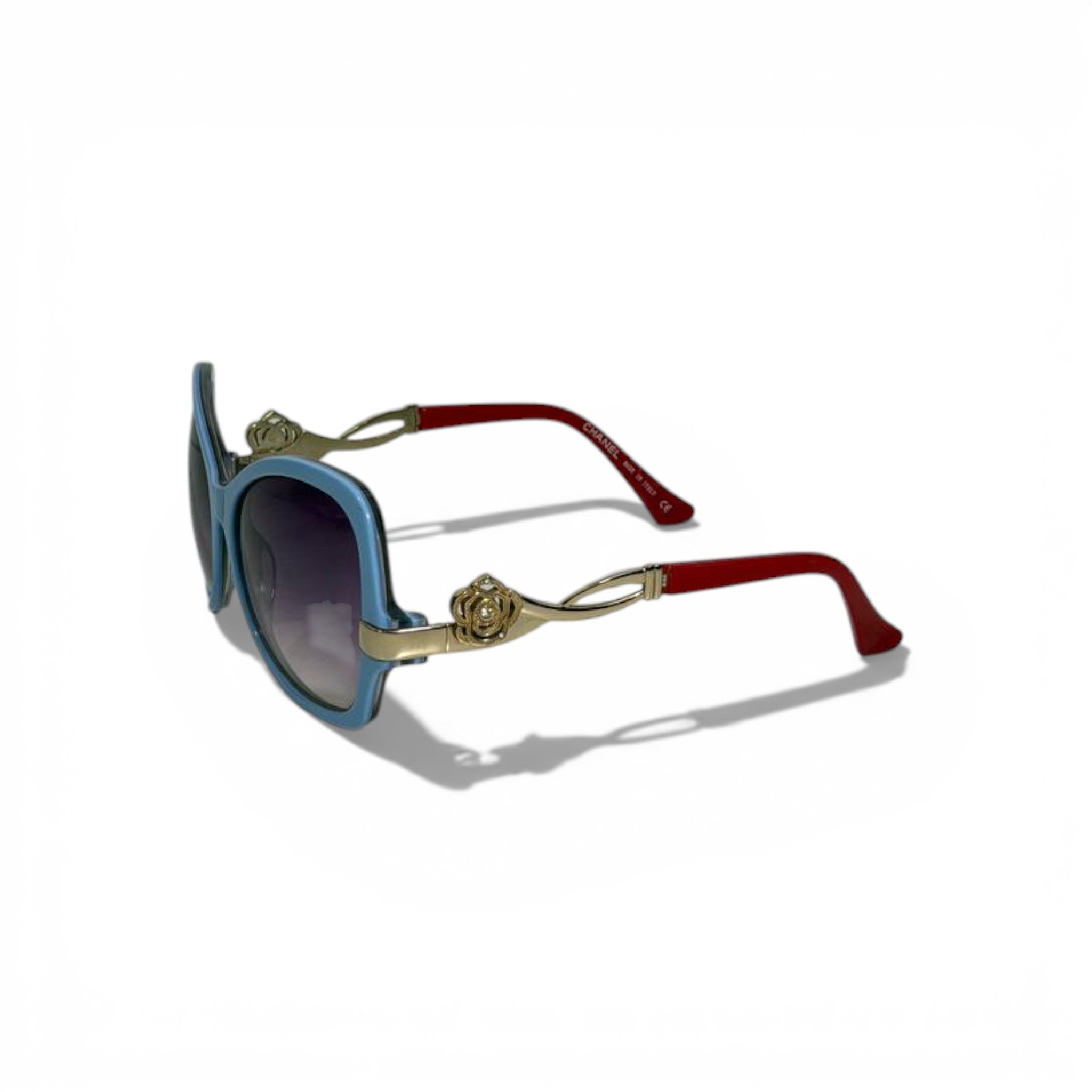 🕶️💎 Chanel Blue Oversized Sunglasses with Gold CC Detail 💎🕶️