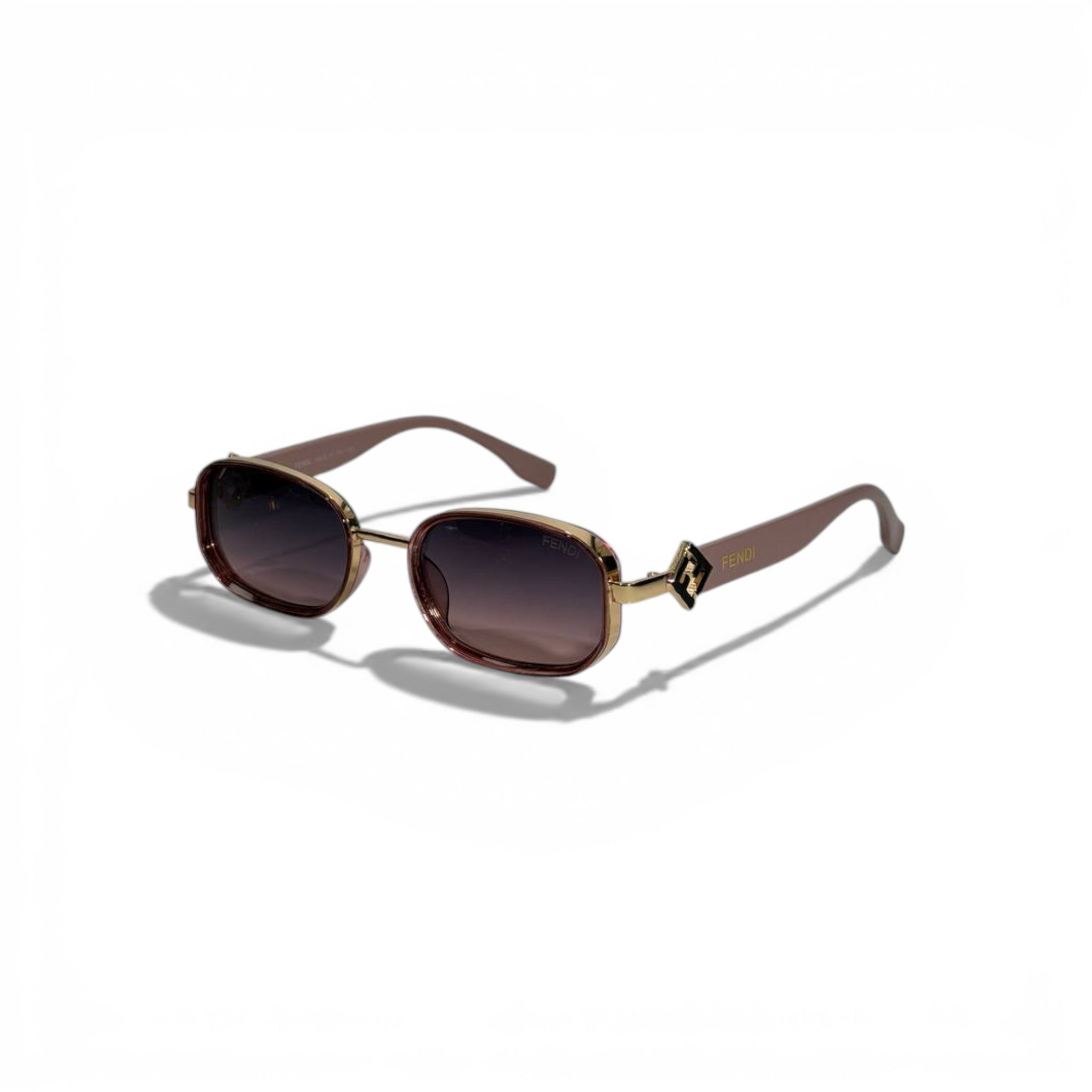🕶️🤎 Fendi Brown Rectangular Sunglasses with Gold Logo Detail 🤎🕶️