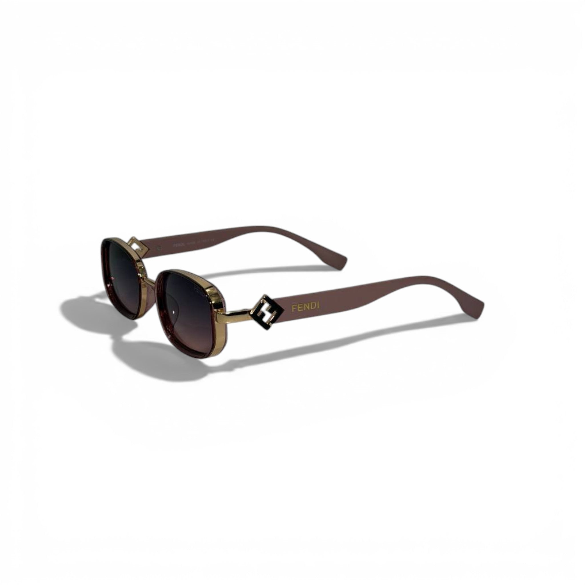🕶️🤎 Fendi Brown Rectangular Sunglasses with Gold Logo Detail 🤎🕶️