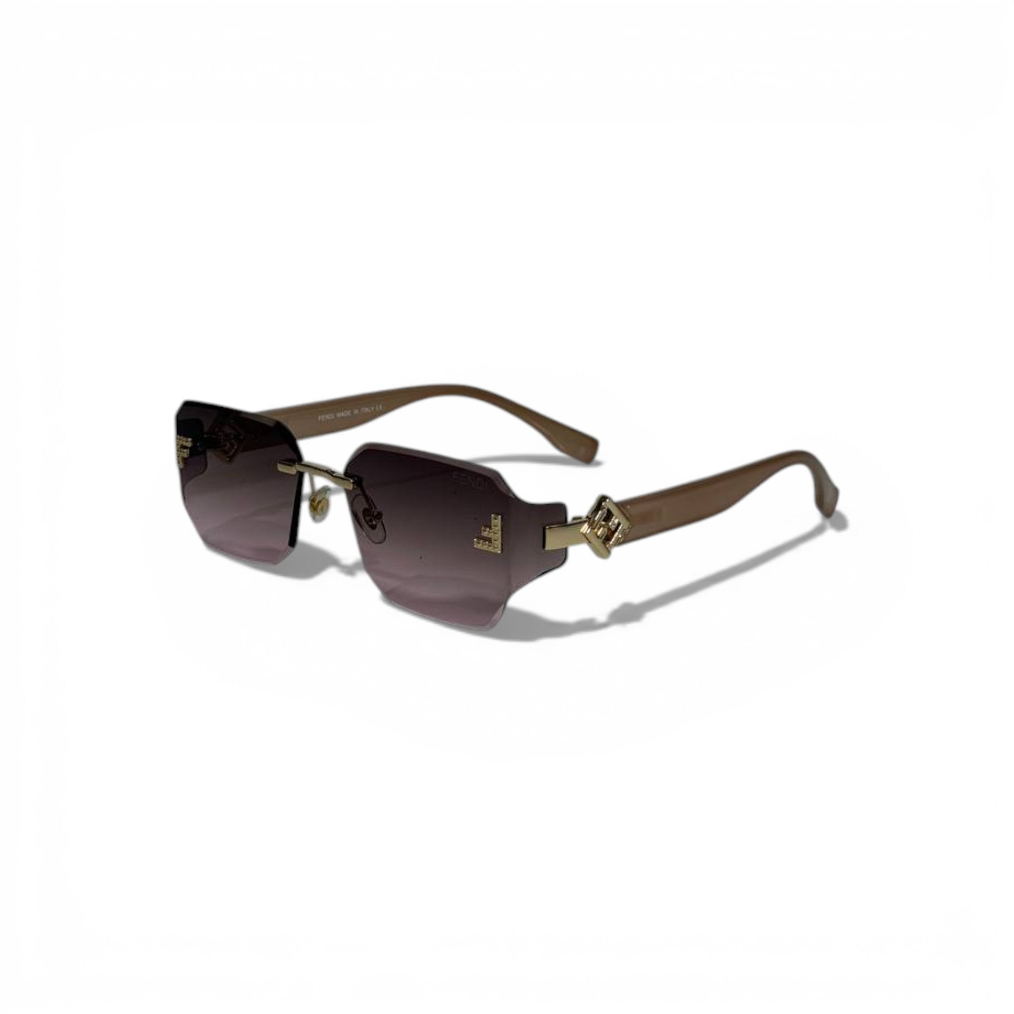 🕶️🤎 Fendi Rimless Square Sunglasses with Gold Logo Detail 🤎🕶️