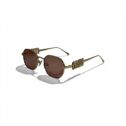 🕶️💖 Miu Miu Gold Square Sunglasses with Crystal Side Detail 💖🕶️