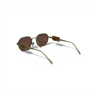 🕶️💖 Miu Miu Gold Square Sunglasses with Crystal Side Detail 💖🕶️