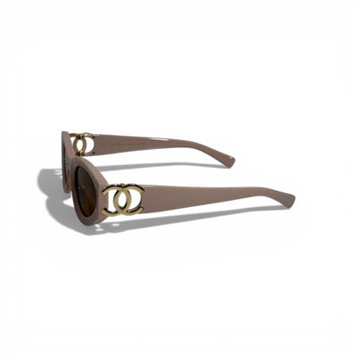 🕶️🤎 Chanel Oval Sunglasses with Gold CC Logo 🤎🕶️