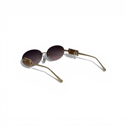 🕶️✨ Miu Miu Round Sunglasses with Crystal Temple Detail ✨🕶️