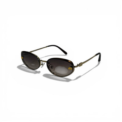 Miu Miu Oval Sunglasses – Gold & Black Luxury Icon 🕶️✨