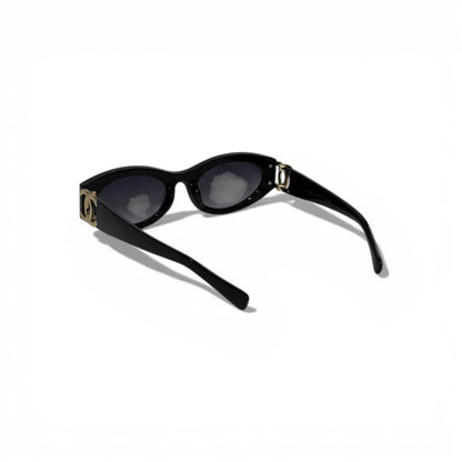 Chanel Oval Sunglasses – Black with Gold CC Icon 🕶️✨