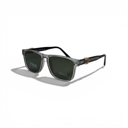 Gucci Rectangular Sunglasses – Grey Transparent with Polarized Lenses 🕶️✨