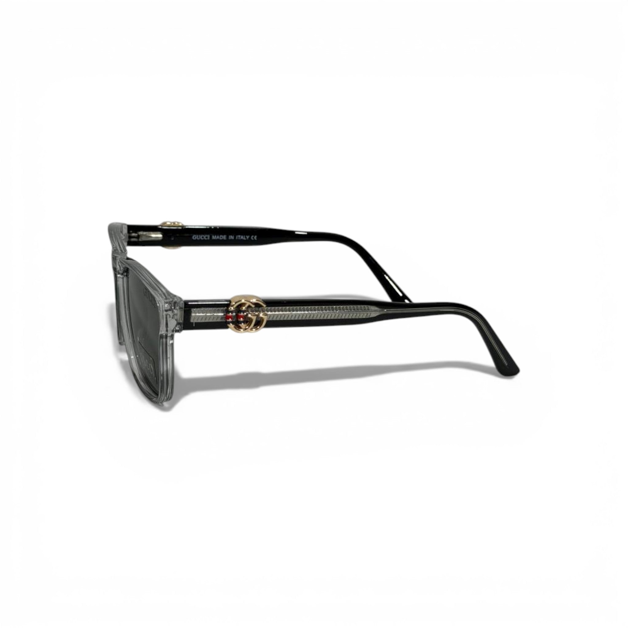 Gucci Rectangular Sunglasses – Grey Transparent with Polarized Lenses 🕶️✨