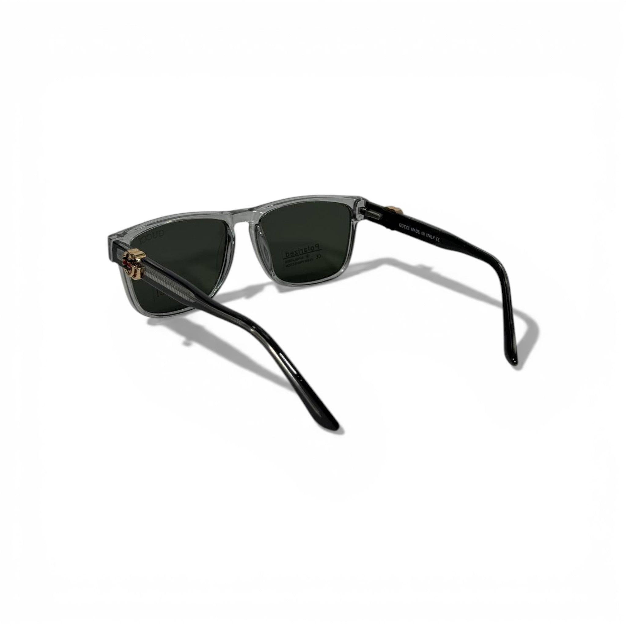 Gucci Rectangular Sunglasses – Grey Transparent with Polarized Lenses 🕶️✨