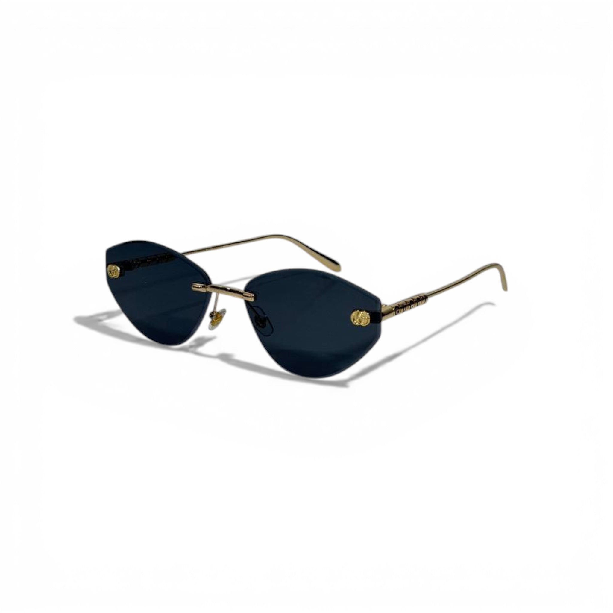 Gucci Rimless Oval Sunglasses – Black Lens with Gold Minimal Luxury 🕶️✨