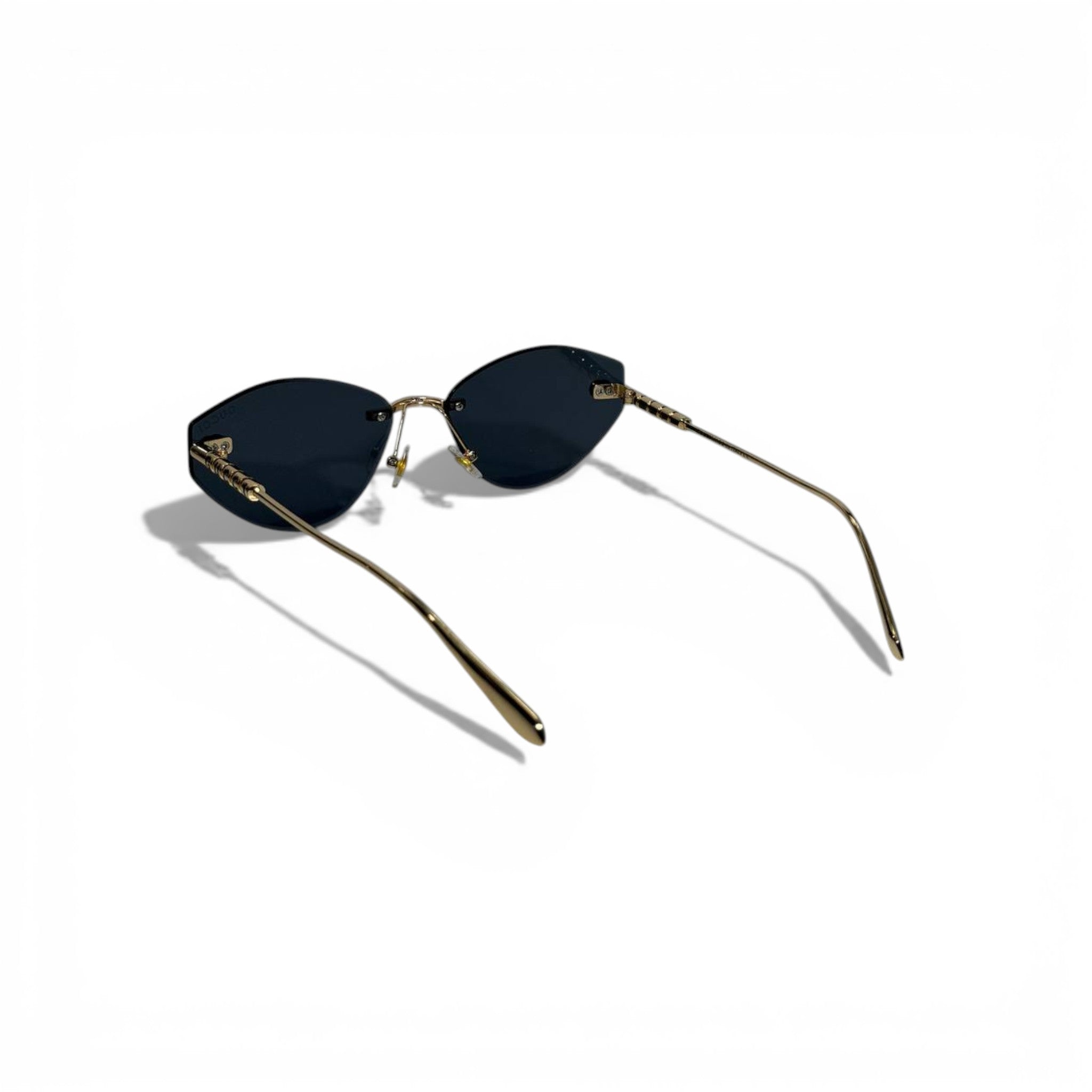 Gucci Rimless Oval Sunglasses – Black Lens with Gold Minimal Luxury 🕶️✨