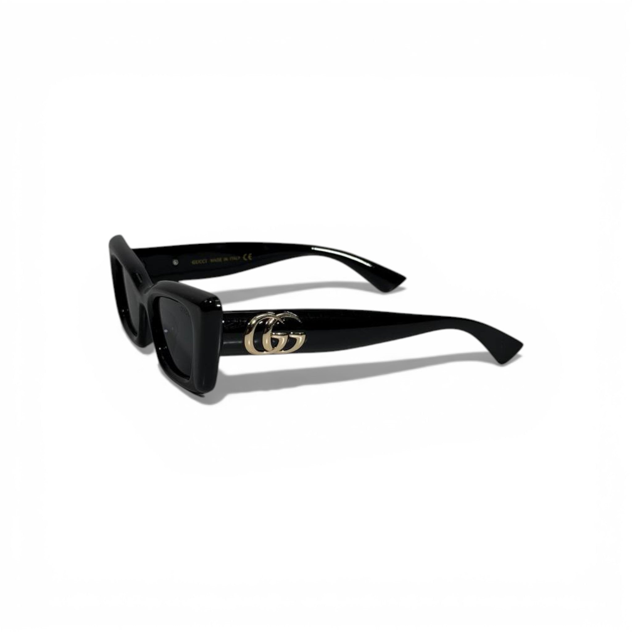 Gucci Rectangular Sunglasses Black Frame GG Gold Logo Luxury Icon 🖤🕶️✨