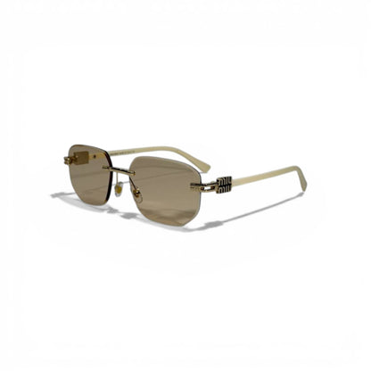 Miu Miu Beige Rimless Sunglasses Elegant Luxury Touch 🕶️🤍✨