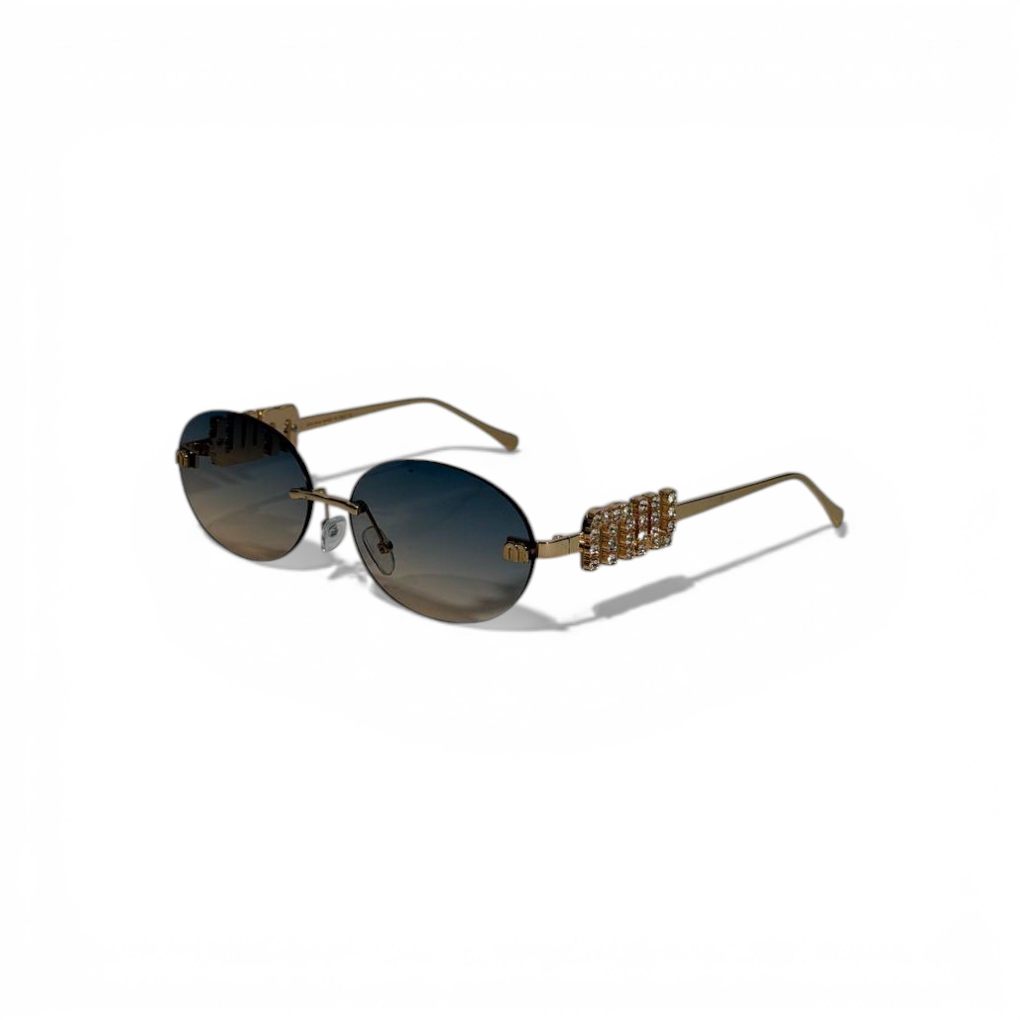 Miu Miu Luxury Rimless Sunglasses – Blue Accent Design & Gradient Lenses 💙✨