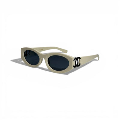 ✨🕶️ Chanel Oval Sunglasses in Ivory with Iconic CC Logo 🕶️✨