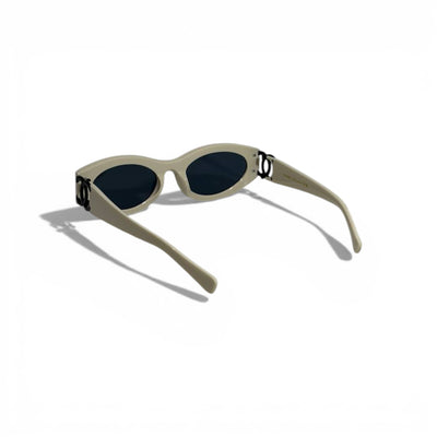✨🕶️ Chanel Oval Sunglasses in Ivory with Iconic CC Logo 🕶️✨