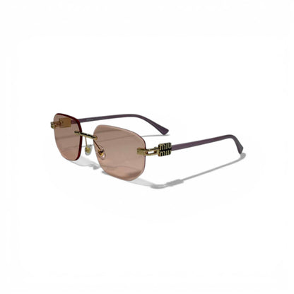 ✨🕶️ Miu Miu Luxury Rimless Sunglasses – Rose Gradient & Gold Accents 🕶️✨