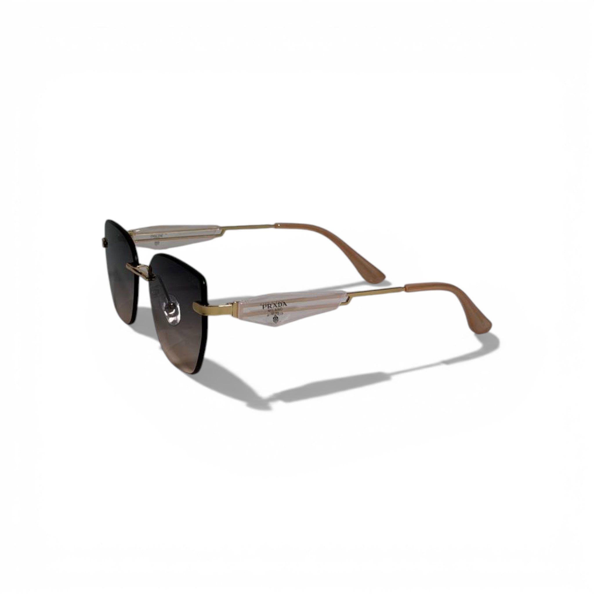 🤎 PRADA Rimless Gradient Sunglasses – Gold Frame & Brown Lenses | Luxury Designer Eyewear 🤎