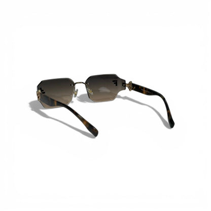 🤎 FENDI Rimless Square Sunglasses – Brown Gradient Lenses & Gold FF Details | Luxury Designer Eyewear 🤎